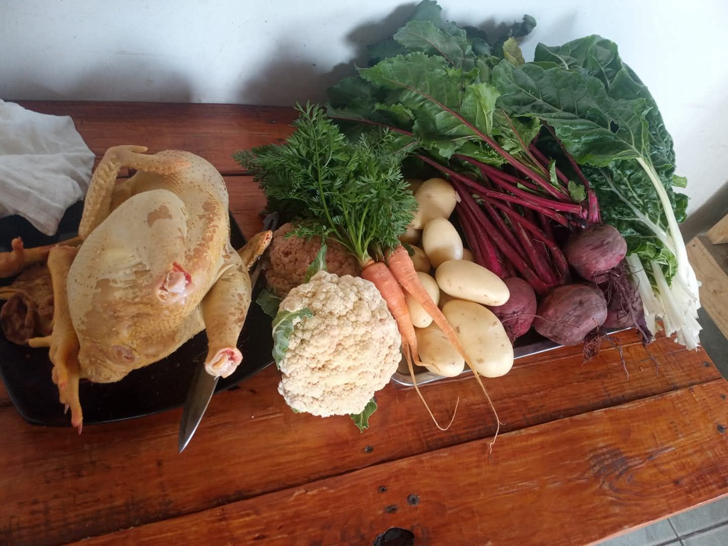 Freshly harvested vegetables ready for preparation